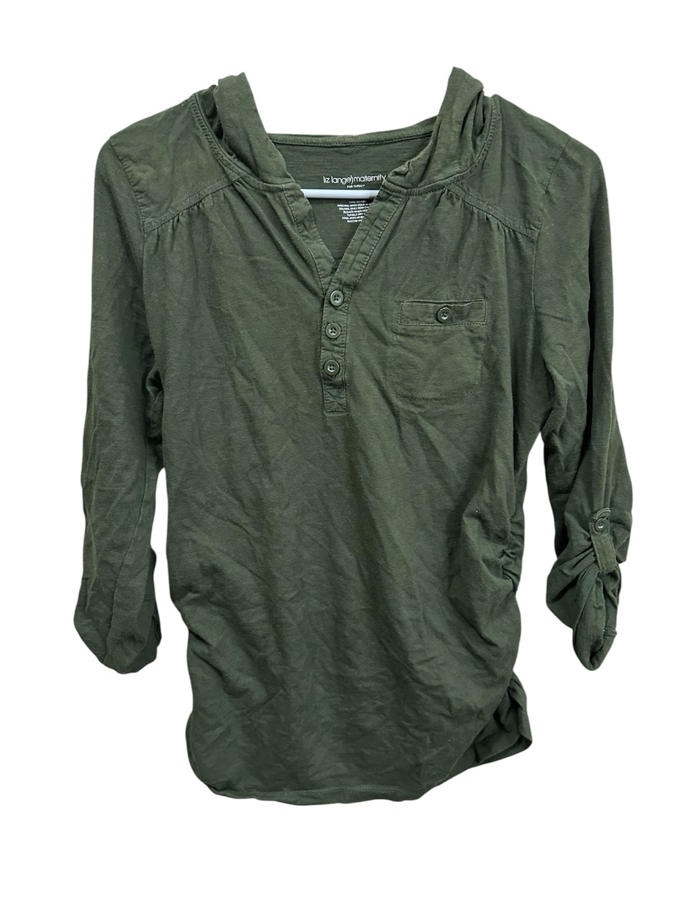 Liz Lange Maternity Green Hooded Top Medium